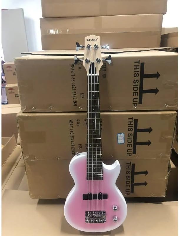 Mini 4-String Electric Bass Guitar 30-Inch Short Scale Compact Design – Lightweight Portable Travel Bass with Colorful Finish for Practice, Recording, Stage & Home Use (Clear)