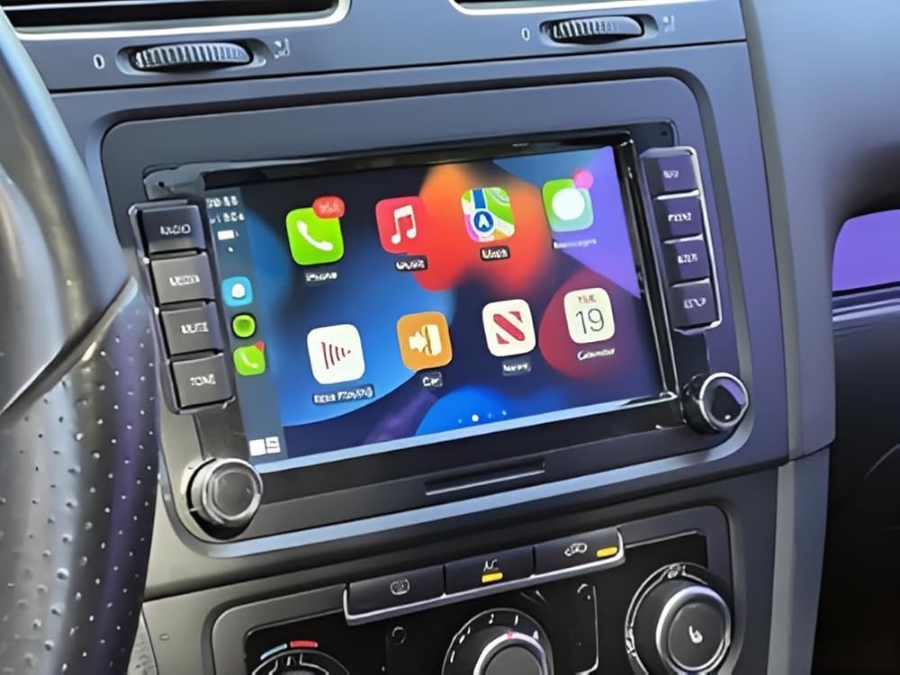 2+32G 7in Car Stereo for VW Passat 2011-2014 w/GPS Navigation with Carplay w/Android Auto Double Din Touchscreen Car Radio Receiver Backup Camera