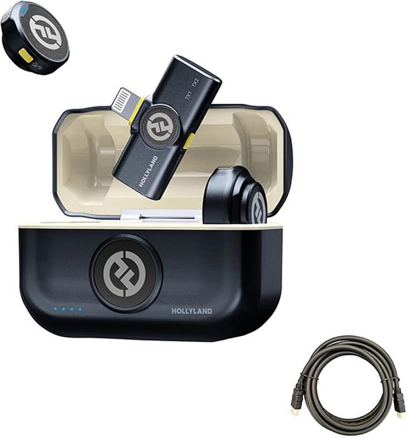 Hollyland Lark M2 Lightning 2.4 GHz Charcoal Wireless Microphone System with Mustang AV HS-101 HDMI Cable