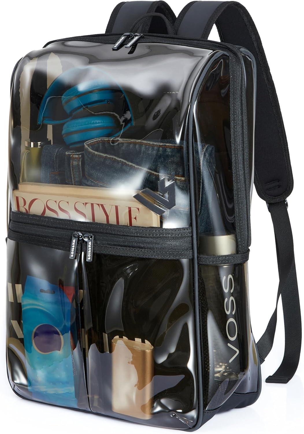 Clear Backpack Heavy Duty for Adults Men Work with Reinforced Straps, Laptop Bag for Stadium Events