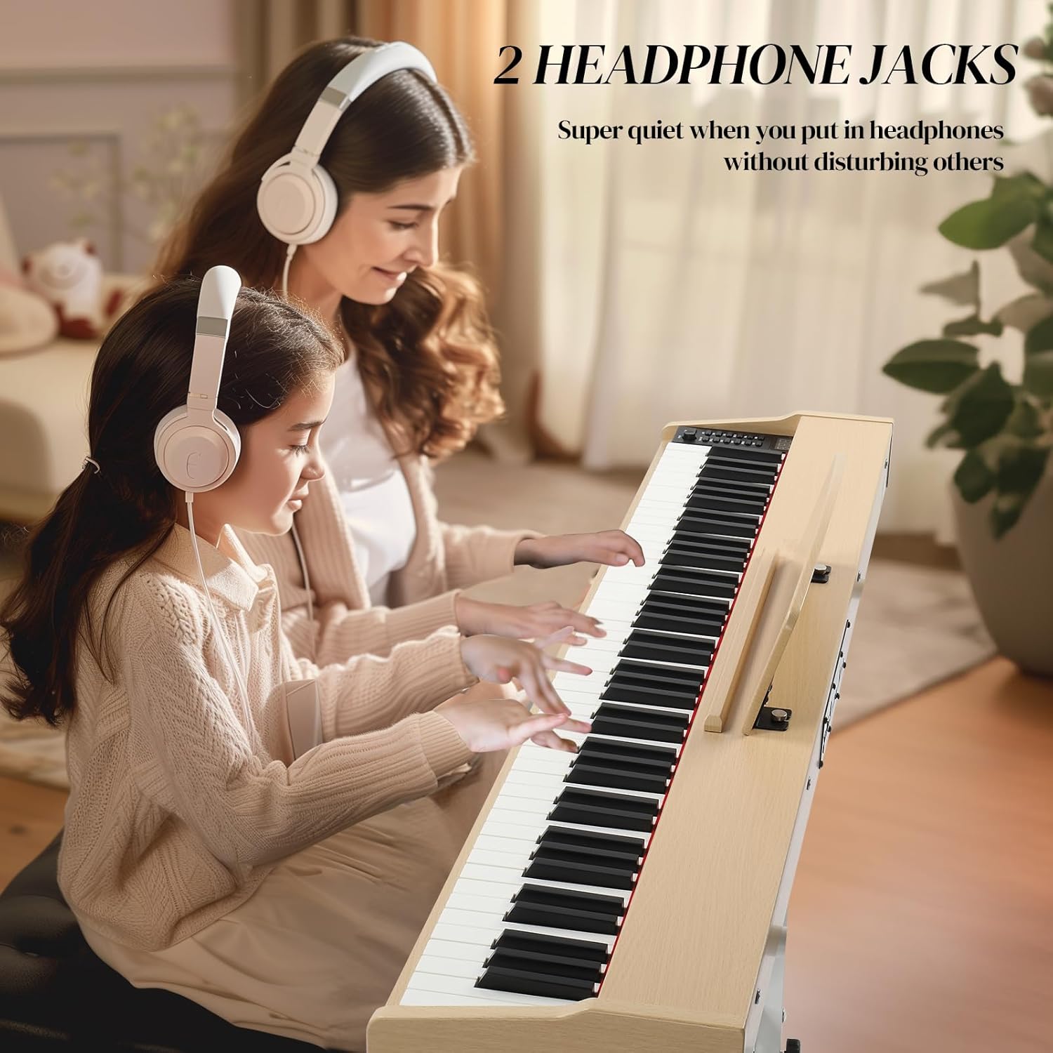 Ktaxon 88 Key Piano Keyboard Semi-Weighted Electric Piano, Portable Keyboard Piano with Stable Piano Stand, Professional 3 Pedal, 2 Headphone Jacks, Bluetooth, MIDI, 128 Rhythms and 128 Tones(Oak)