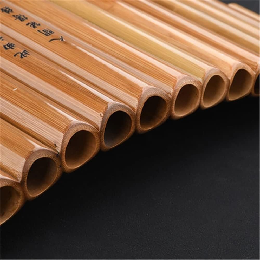 15 Pipes Pan Pipes Orignal Bamboo Color Folk Woodwind Instruments, Pan Flute Including Bag, for Beginners Learning Teaching (Size : C Key)