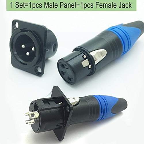 Davitu Electrical Equipments Supplies - 50Sets 3 Pin XLR Connector 50pcs Male+50pcs Female 3 Poles XLR Panle Mount Female/Male Plug Jack Socket Microphone MIC Adapter - (Color: Orange-M(50 Sets))