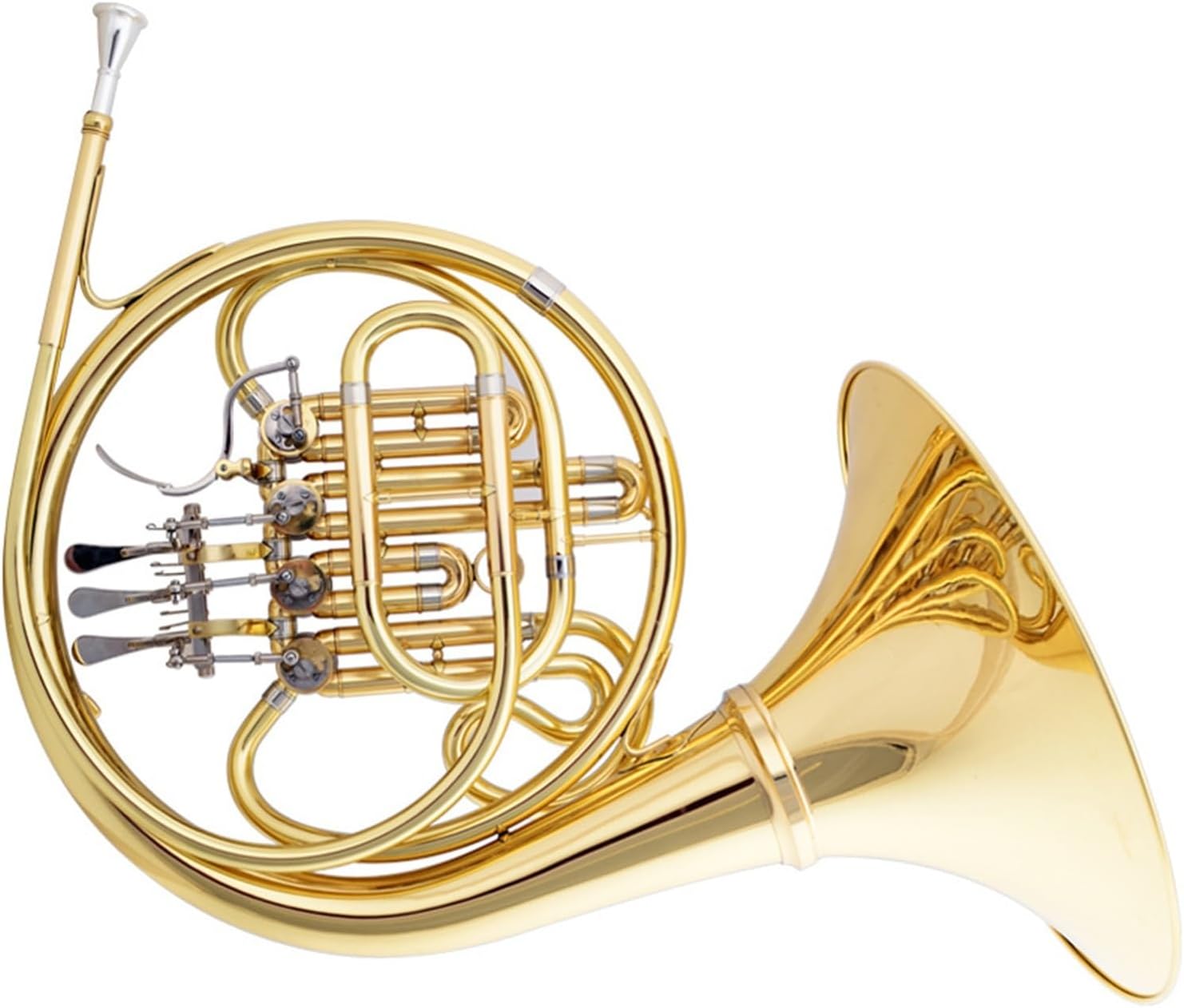 B flat 4 keys single row gold lacquered French horn