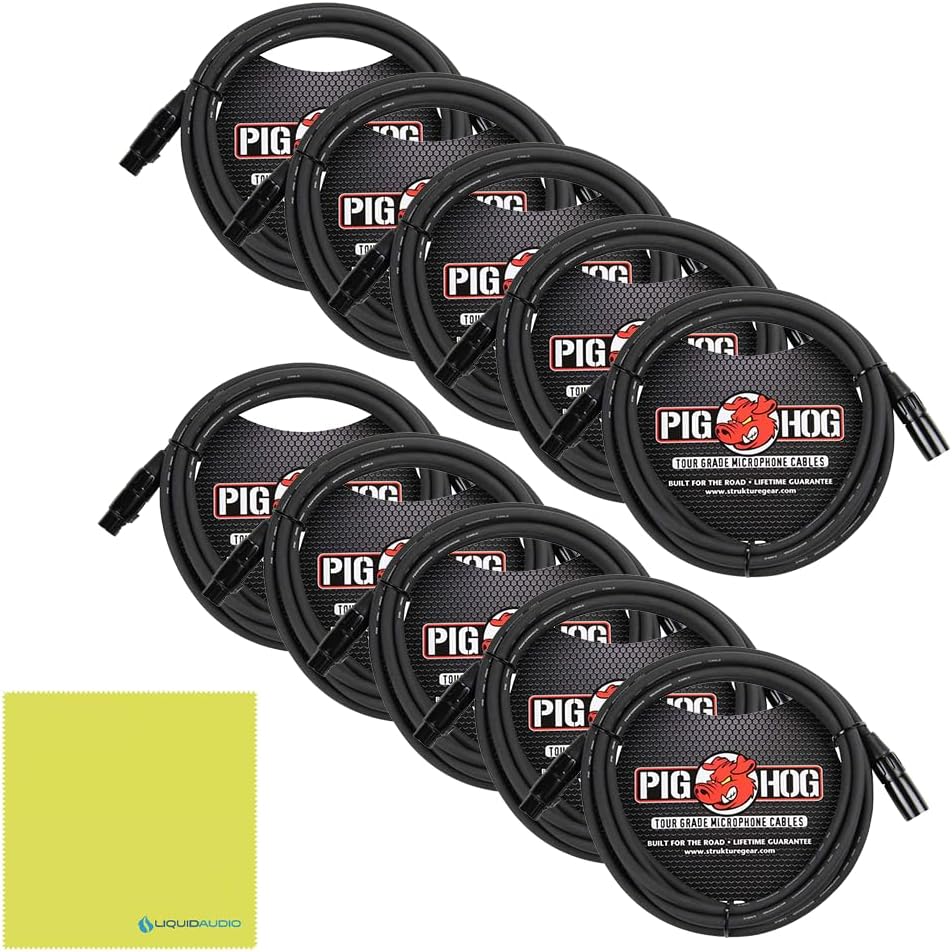 Allen & Heath AR2-2412-BLK 48kHz, 24 XLR input, 12 XLR output AudioRack Bundle w/ 10-Pack Pig Hog PHM10 8mm XLR Microphone Cable and Liquid Audio Polishing Cloth