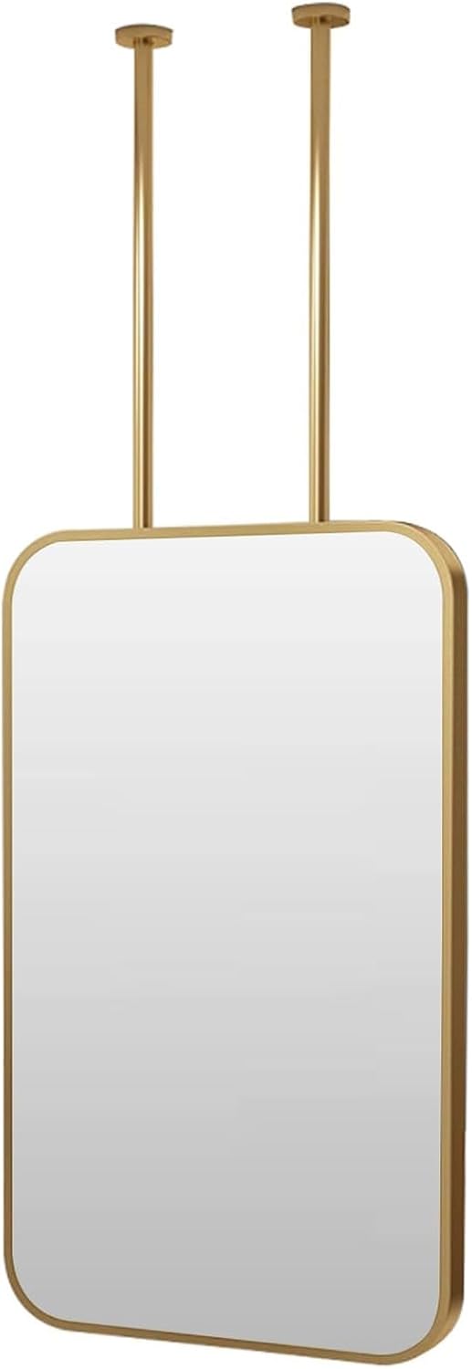 Ceiling Mounted Entryway Mirror Ceiling Vanity Make Up Mirrors Hanging Bathroom Mirror Mount Mirrors Metal Pole Ceiling Suspended Mirror Corner Mirror Wall Mount Square Shaped Wall Decor For Bedroom(7