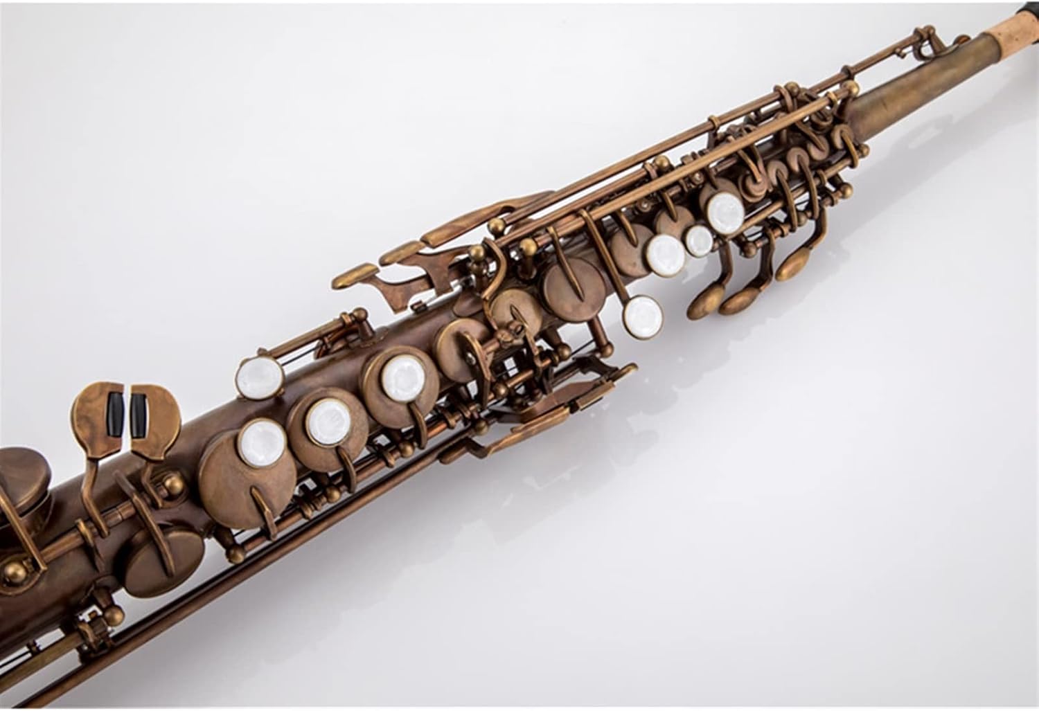 Brass Straight Sax Saxophone Bb B Flat Woodwind Instrument Natural Shell Key