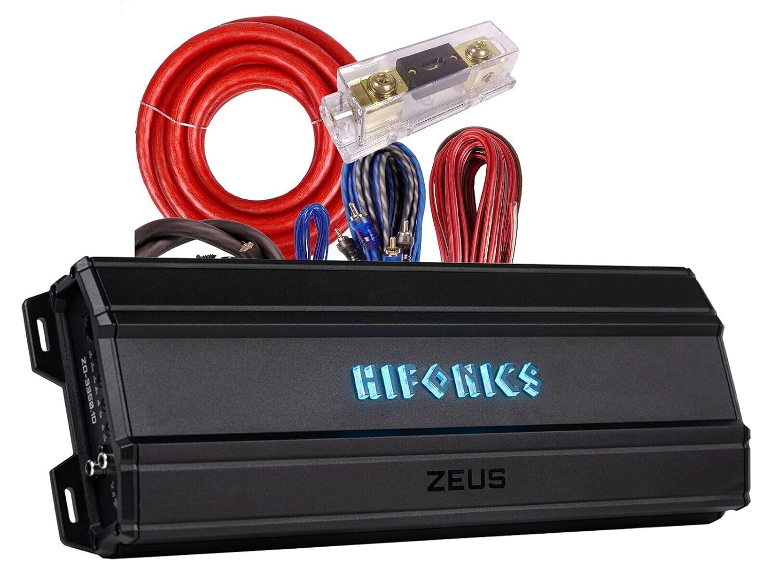 Hifonics ZD-3350.1D Zeus Delta 3300W Max Power Monoblock Car Audio Amplifier with Gravity 4 Gauge Amplifier Installation Kit, Class D Design for High Efficiency