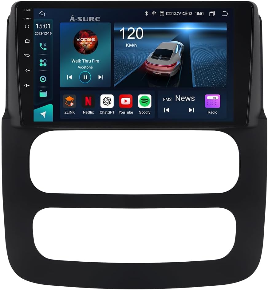 ASURE 9 inch Car Stereo Radio Upgrade for Dodge Ram 2002-2005 Manual AC Cars, 8Core 4+64GB Car Dash GPS Navigation Unit with Wireless Carplay Android Auto,1280x720 Touchscreen