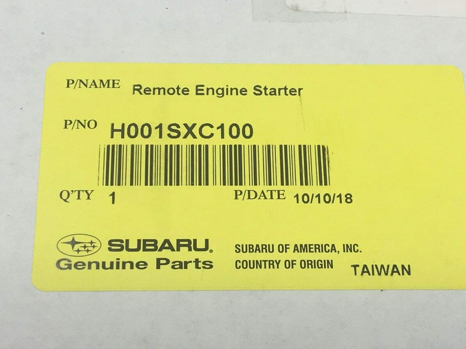 Subaru Remote Engine Starter Key Kit - 2019-2022 Ascent - H001SXC100 - Genuine OEM