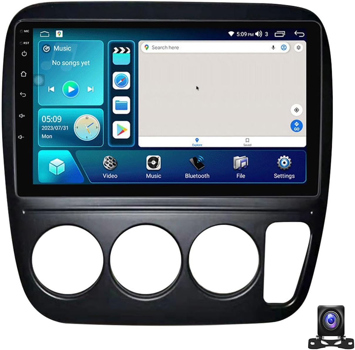 Android 12 Double Din Car Stereo 9 Inch Touch Screen Radio with GPS Navigation Bluetooth FM Radio Receiver for CR-V 1997~2001 Support Carplay/Auto/DSP/RDS/USB