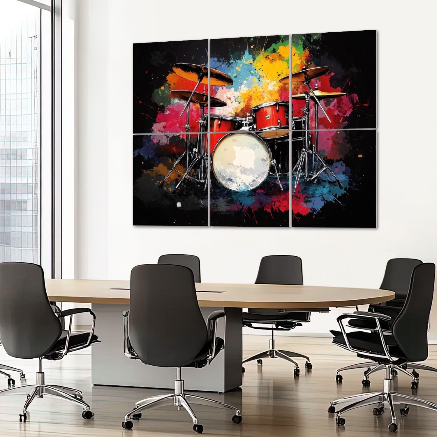 6 Pack Art Acoustic Panels Sound Absorbing Music Abstract Drum Set Bold Colors Musical Instruments Composition Decorative Soundproof Wall Panels Self Adhesive for Recording Studios Office 72