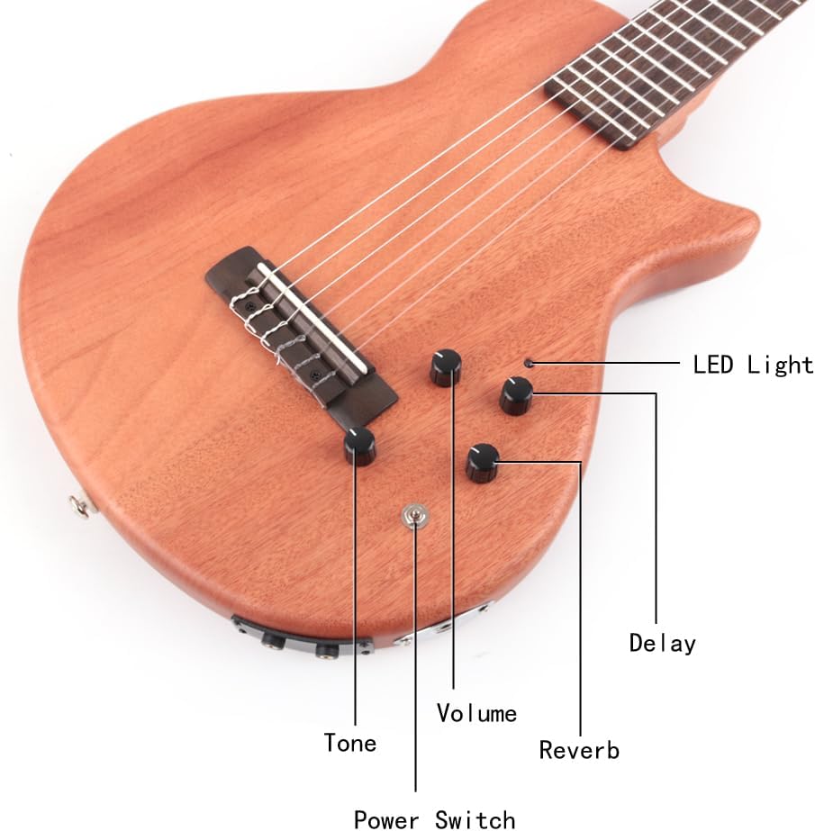 Fojill Electric Classical Guitar Classic Nylon String Travel Portable Silent Practice Guitars Mahogany Body Neck Rosewood Fretboard With Gig Bag