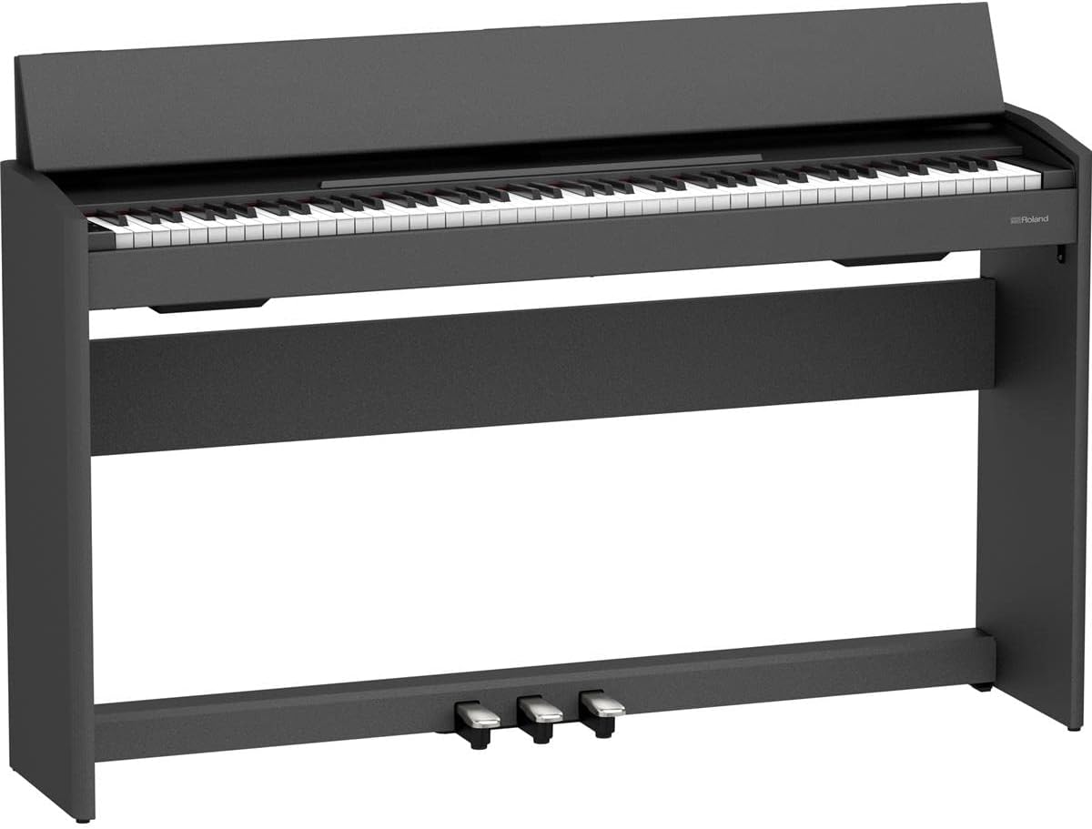 Roland F107 Digital Home Piano Bundle with RockJam KB100 Adjustable Padded X-Style Keyboard Bench, Black