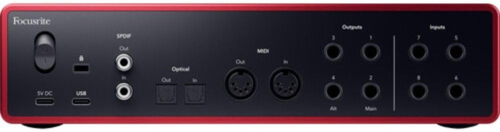 Focusrite Scarlett 18i16 USB-C Audio/MIDI Interface (4th Generation) Bundle with XLR- XLR Cable (2 Pack), Hosa Mid-310 Black 10 ft. Midi cable (2 Pack)