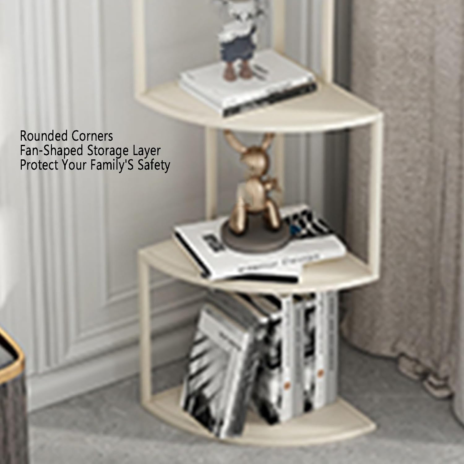 Industrial Bookshelf,Corner Bookcase,Multi-Layer Storage Rack,inch Tall Corner Shelf, Suitable for Small Space, Office(Black, Gold, White)(Gold,3tier) (White 3tier)