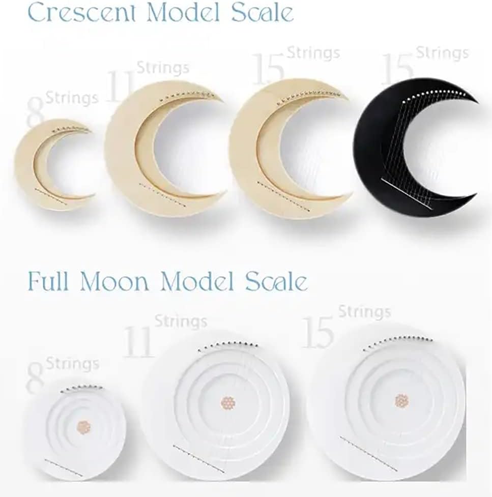 15 Strings Lyre Harp, Wooden Musical Instrument with Stand, C Tone Moon Lyre Harp for Kids & Adults (Color : Black_Without stand)