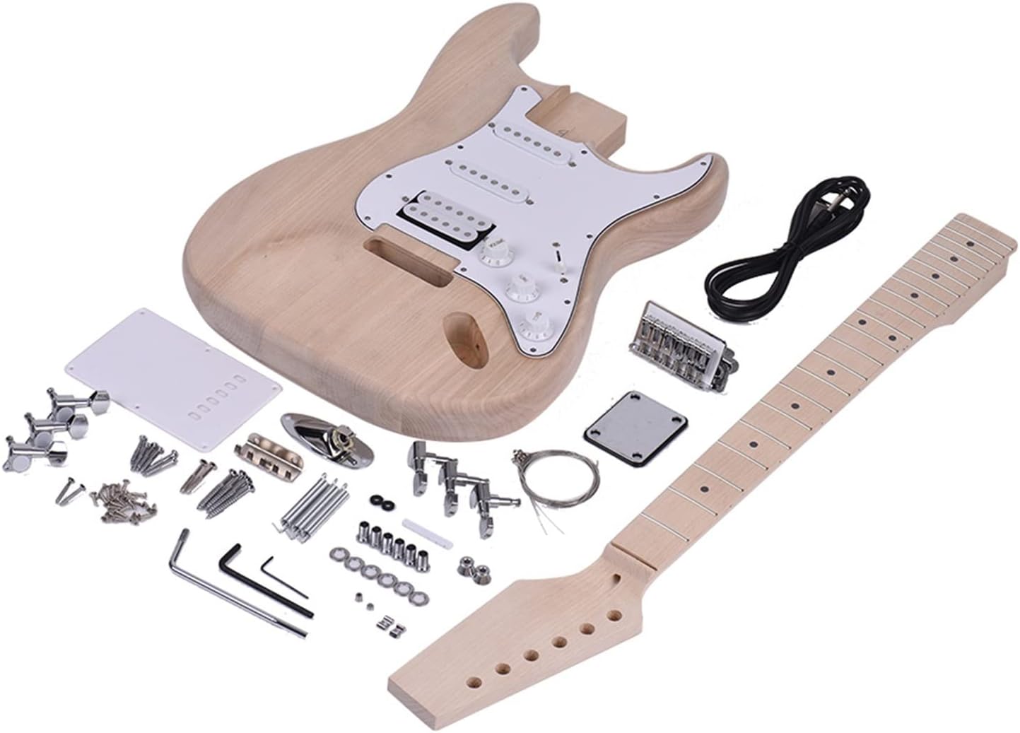 FLFL 1Set Professional Unfinished DIY Electric Guitar Kit Gifts for Guitar Lovers Music Lovers Unfinished Guitar Kit