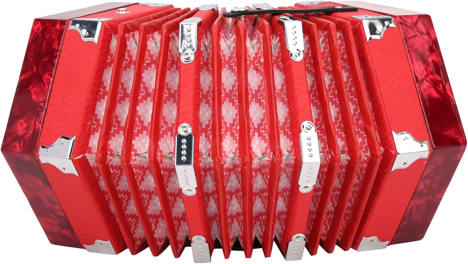 Acouto Professional Concertina Accordion Adults Beginners, Concertina Accordion Portable Professional Adults Musical Instrument Supplies, Portable with Carrying Bag - Musical (Red)