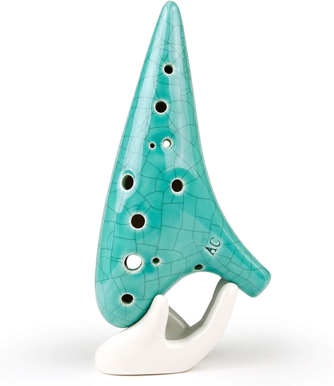 12 Holes Alto C Ocarina Green Ice-Crack Special Music Instruments Chinese Woodwind Instrument Flute(Ocarina with Bag)