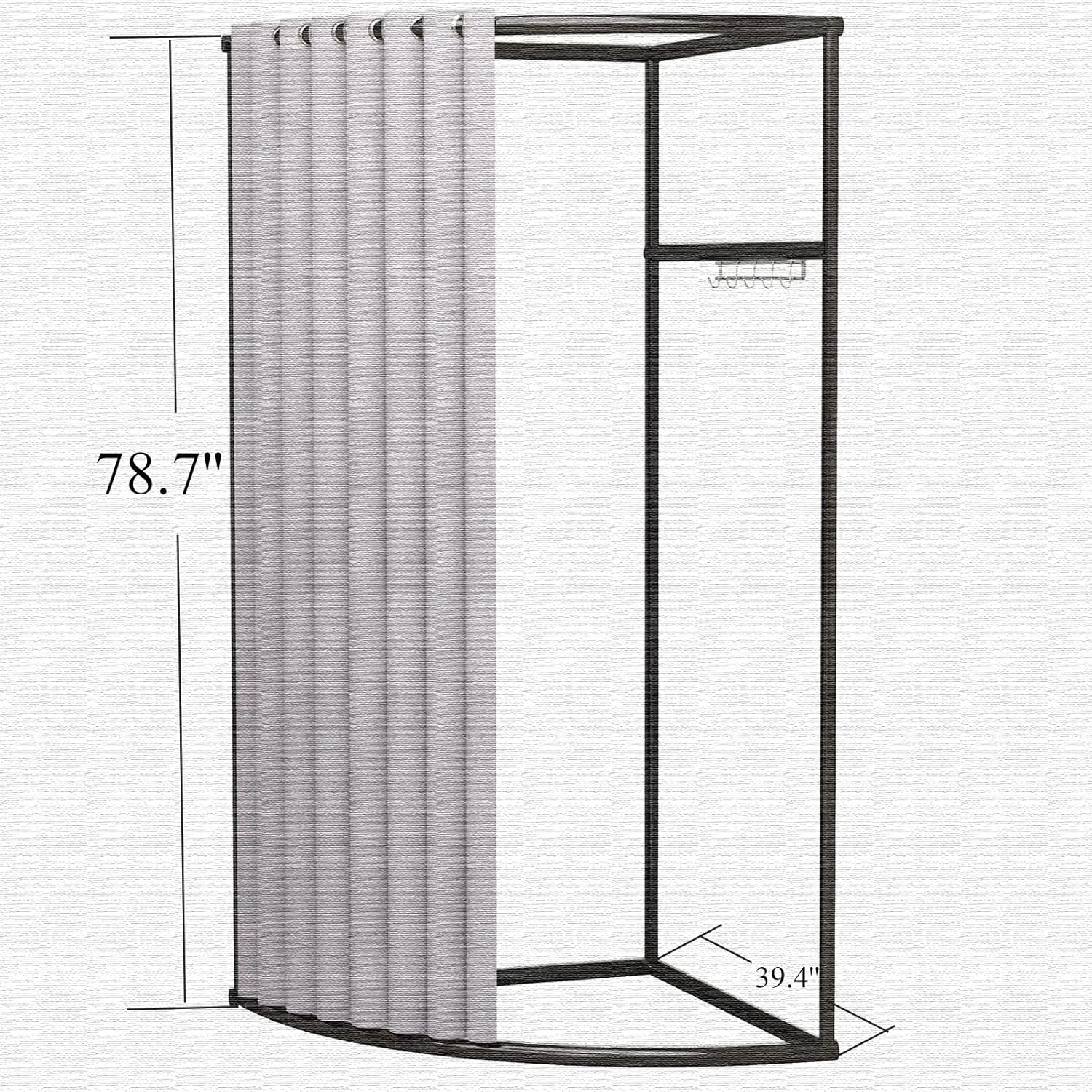 Lvrunben Clothing Store Fitting Room, Portable Privacy Protection Dressing Room, C-shaped Wall Corner Changing Room, Fitting Room for Room Divider, Shopping Mall, Office and Boutique (Light Gray)