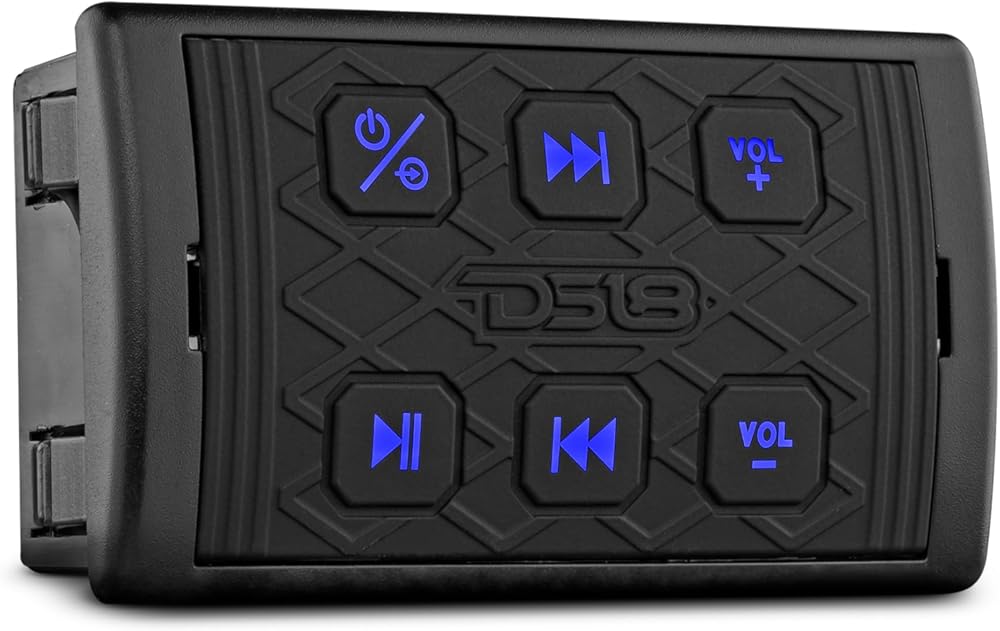 DS18 BTRC-SQ Marine Waterproof Universal Bluetooth Streaming Audio Receiver with Controller - Works with Android and iPhone (Square)