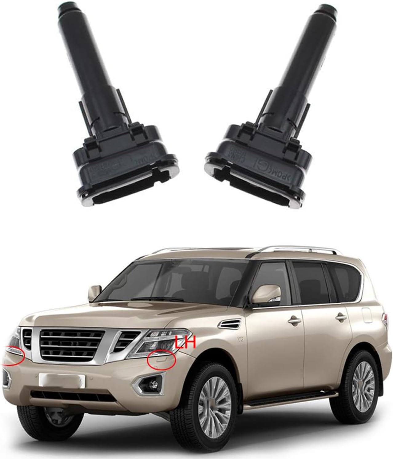 Car Headlight Washer Nozzle 2Pcs Car Headlight Washer Nozzle Head Light Cleaning Jet Pump Water Sprayer 8642-3Zd0A 8641-3Zd0A for Nissan for Patrol 2013+