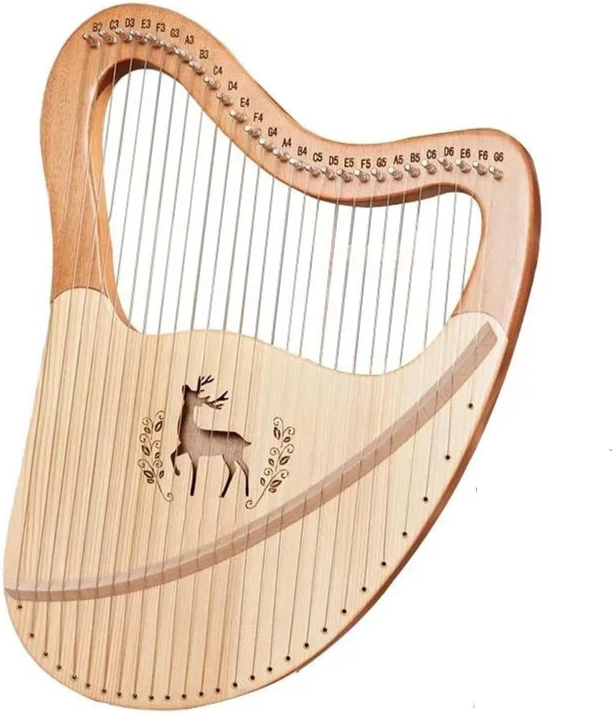 VBDEFRT Lyre Harp Set Lyre Set Music Harp Small 21/24 /27 Strings Solid Wood Mahogany Portable Musical Instrument Beginners(27)