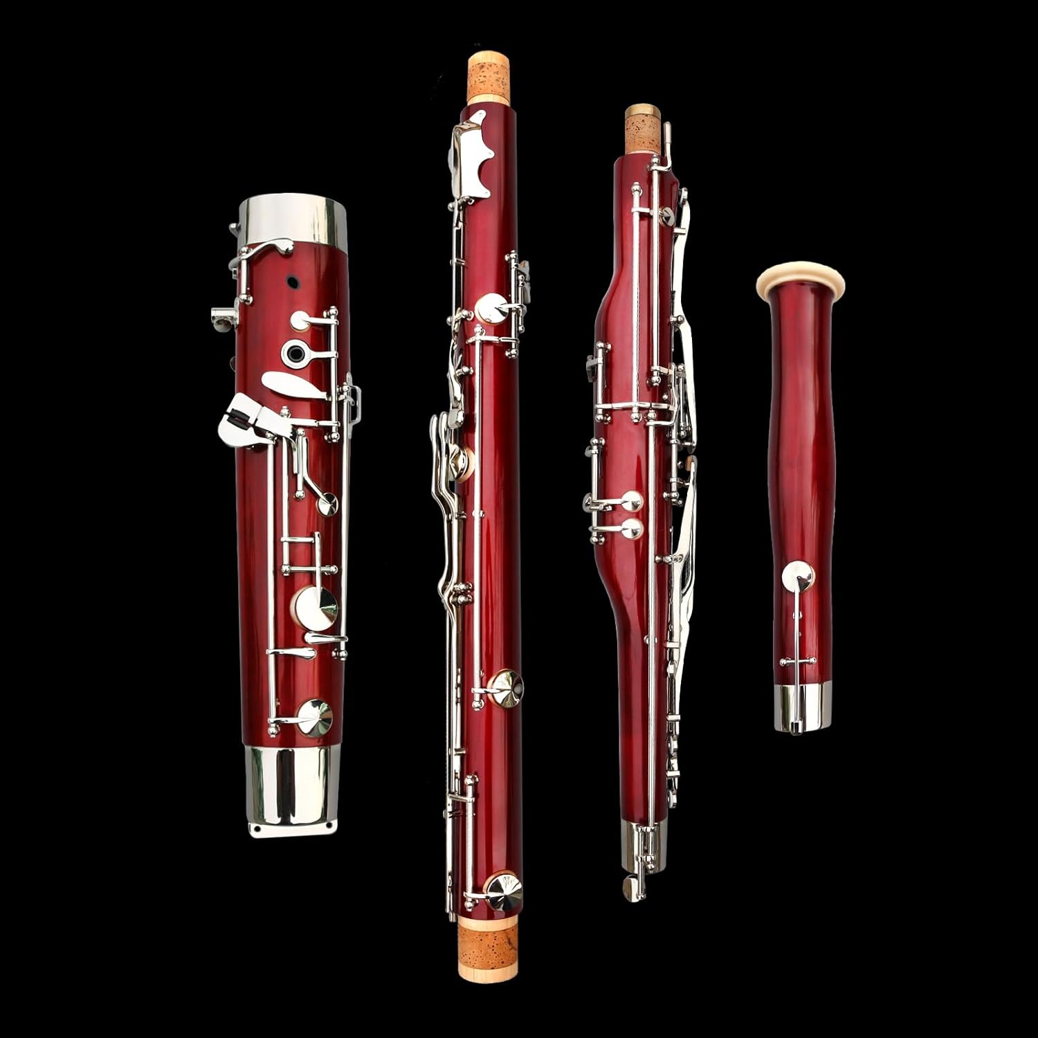 Yinfente Bassoon Maple Wooded Bassoon C Key 26 Keys Silver plated Woodwind Instrument with Case Accessories