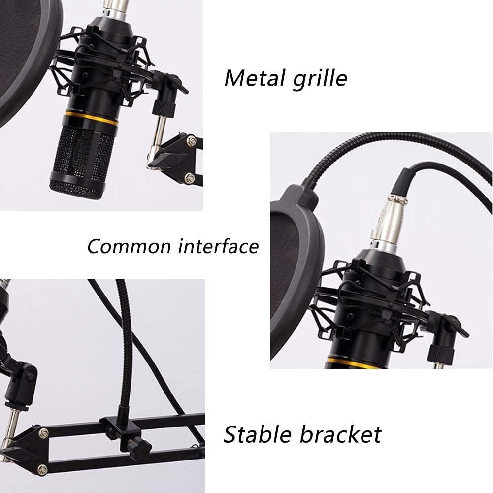 Condenser Microphone Live Streaming Equipment Kit Computer Recording for Music Production, Vocal Recording, Streaming Media, Blacka