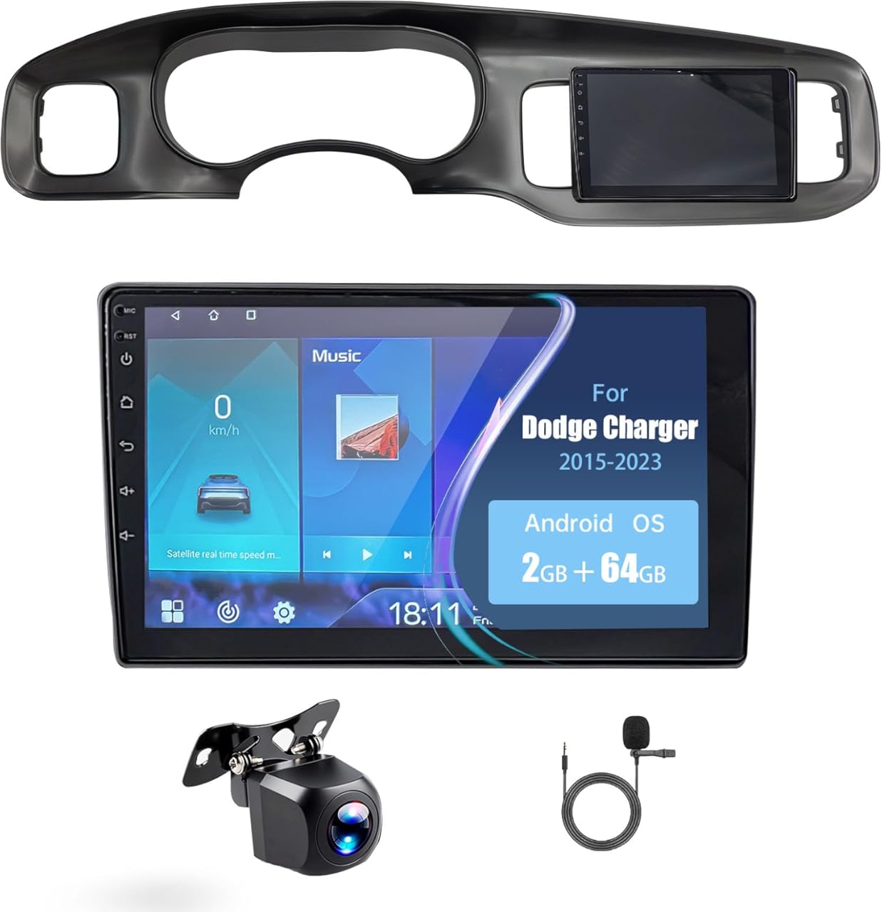 2+64G Car Radio for Dodge Charger 9 inch Touch Screen 2015-2023 Stereo,Wireless Carplay/Andriod Auto/Bluetooth/WiFi//EQ Audio/AM/FM/Navigation/AHD Camera