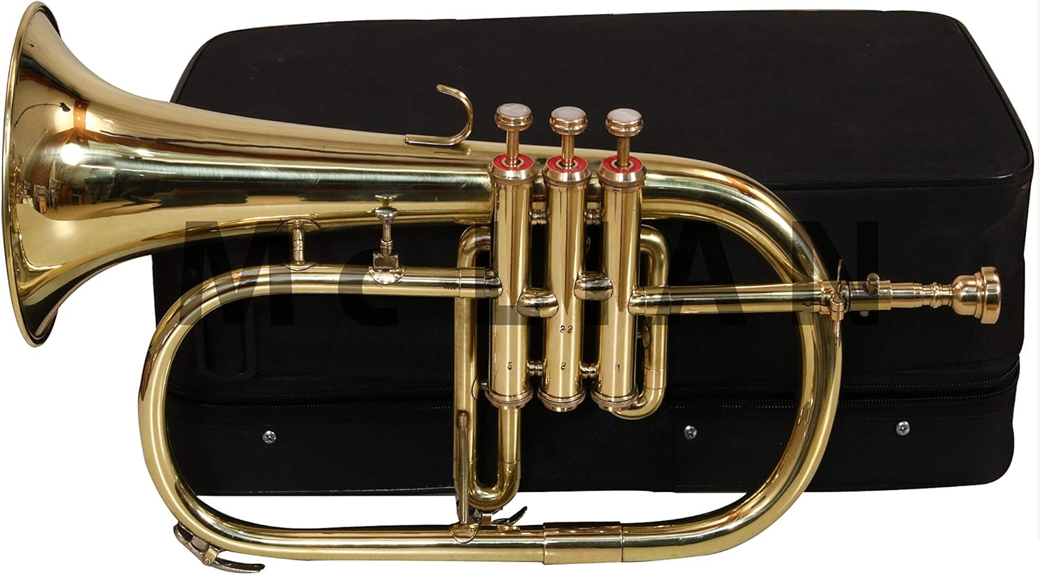 McLian Professional Bb Flugelhorn 3 Valves Brass with Hard Case, Mouthpiece and Gloves