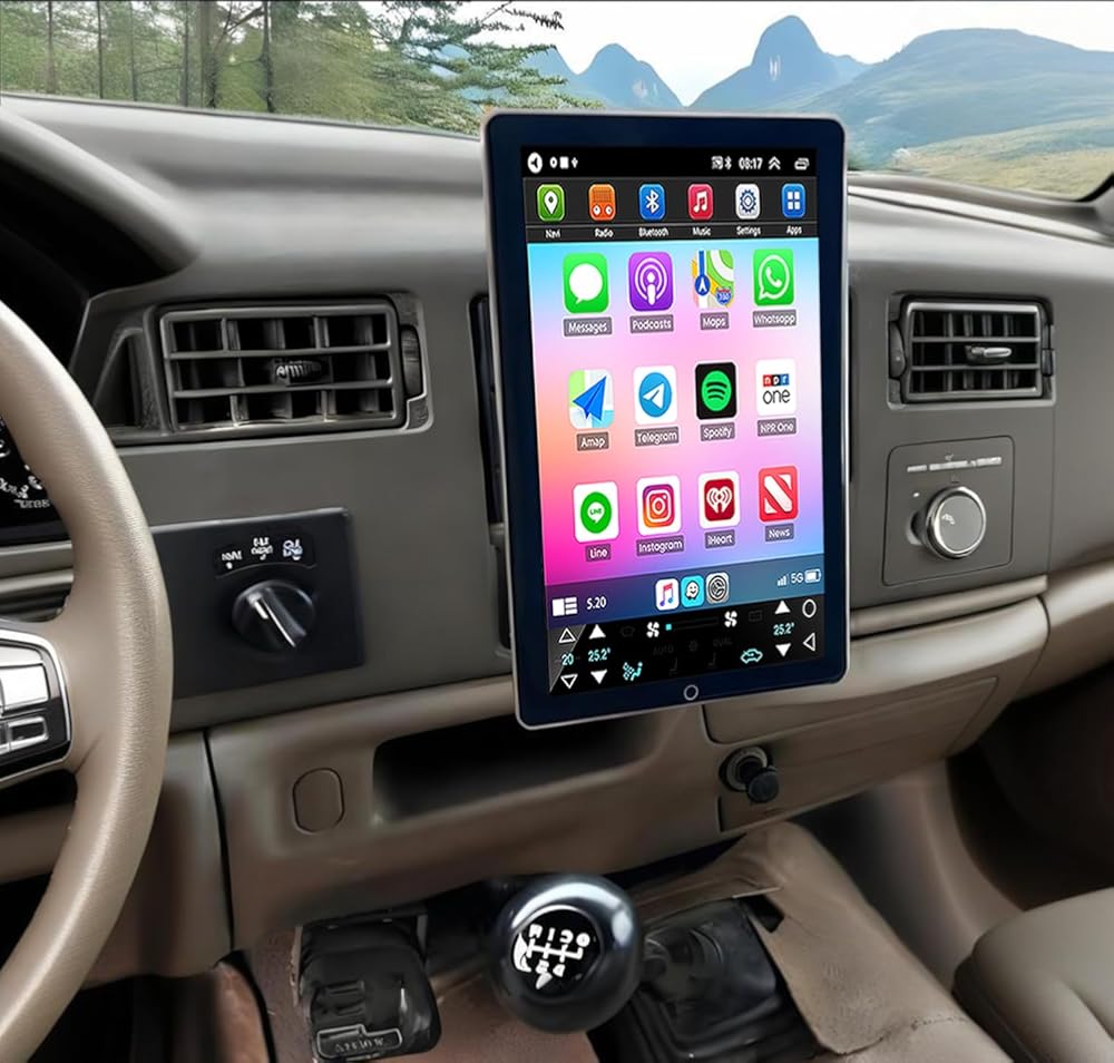 2+32G Double Din Radio Rotated Stereo for 1999-2004 Ford F-250 F-350 Super Duty with Wireless Carplay & Android Auto,10 Inch Car Audio Receiver GPS Navigation Unit with Bluetooth Head Unit WiFi SWC