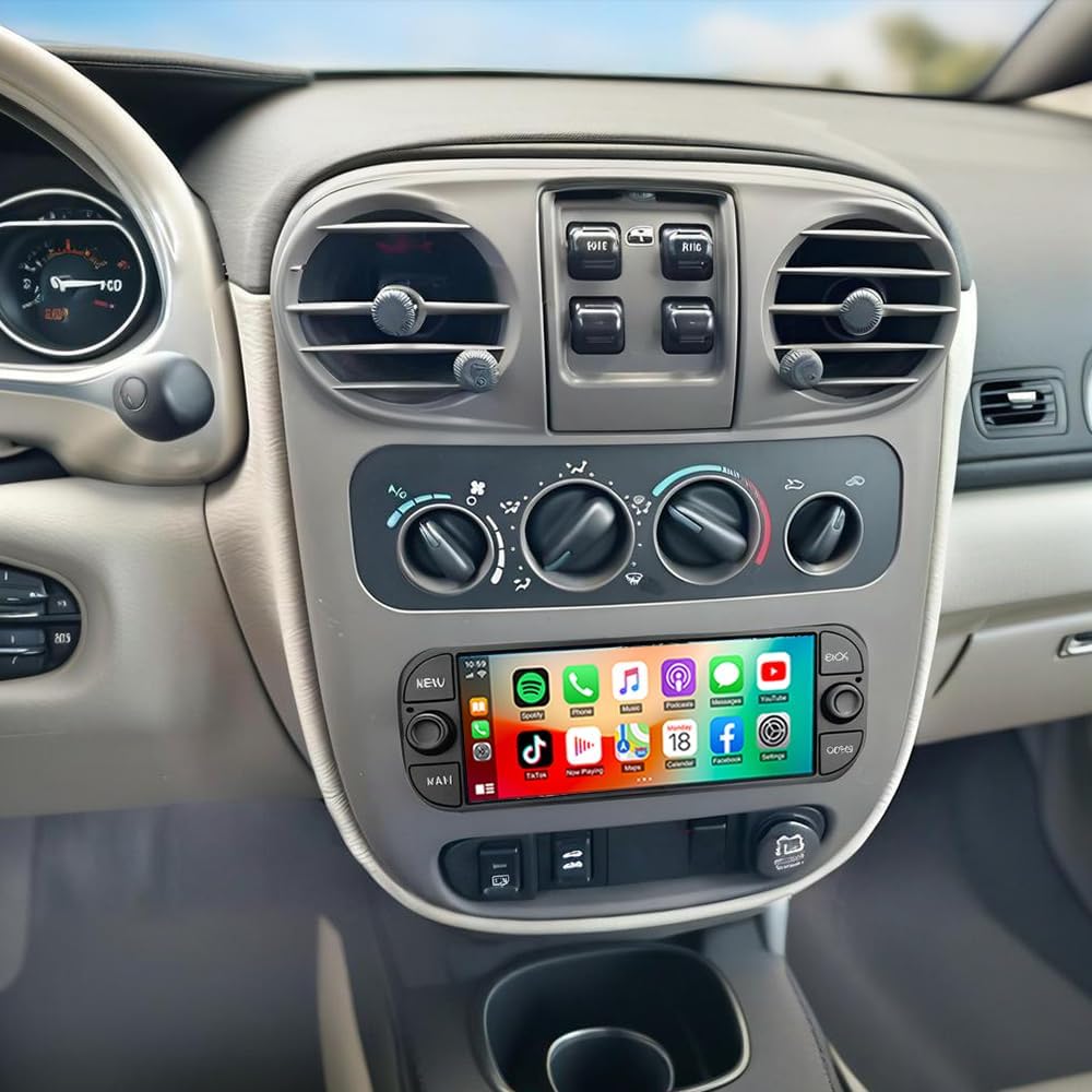 2G+32G Android Stereo for Chrysler PT Cruiser 2003-2005 Radio Upgrade 7 Inch Touch Screen Head Unit,Double Din Car Stereo with Wireless Carplay Android Auto GPS WiFi DSP BT FM RDS Backup Camera