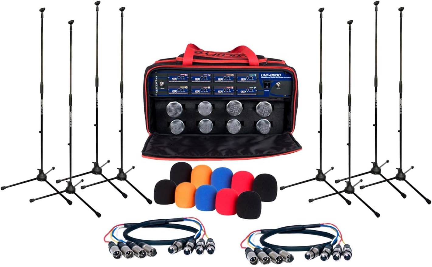 VocoPro 8 Channel UHF Wireless Mic System with M, Black (UHF8800XL)