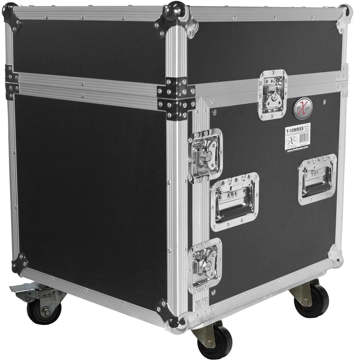 ProX Cases T-10MRLT 10 Space 10U Top Load Slant DJ Mixer Road Gig Ready Flight Combo Rack w/Gliding Laptop Shelf