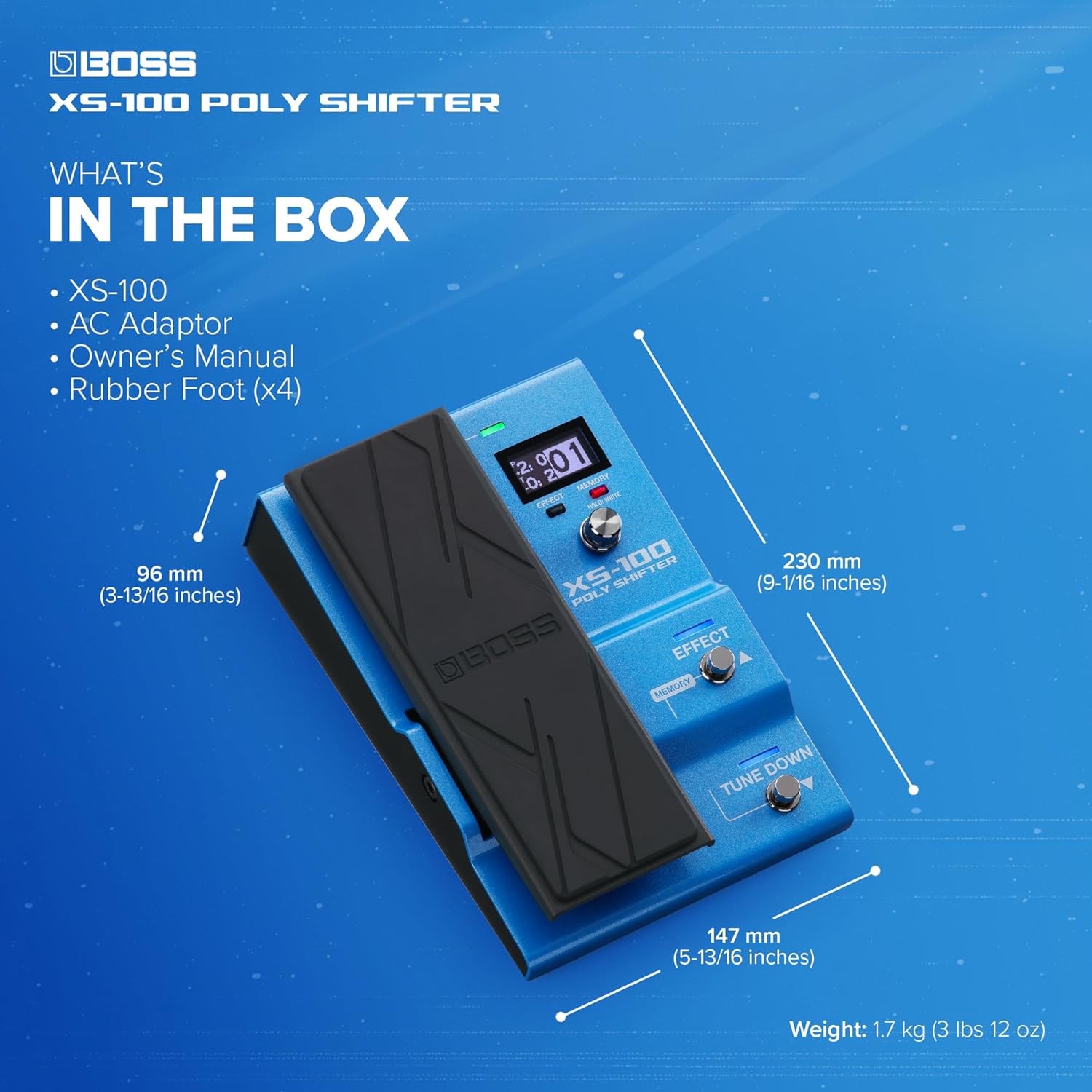 BOSS XS-100 Poly Shifter | Advanced Pitch Shifting Workstation | Class-Leading Sound | Total Pitch Control for Guitar/Bass Across 8 Octaves | Onboard Pedal & Display | 30 Memories for Saving Setups