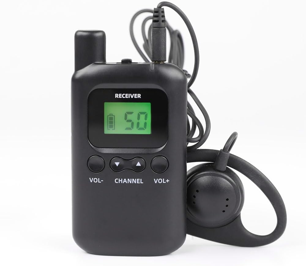 AGJ Wireless Tour Guide System, Tour Guide Headsets, Tour Guide Microphone 1 Transmitter 10 Receivers 1 Charger Simultaneous Court Church Translation Interpretation System for Training Group Tour