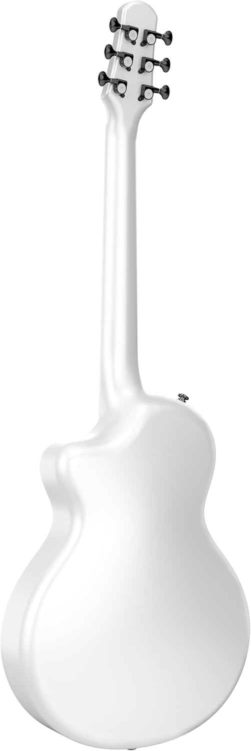 Natasha Carbon Fiber Acoustic Guitar, 38-inch Steel-string Guitarra,Durable 6-string Ultra-thin Guitar for Beginners (White)