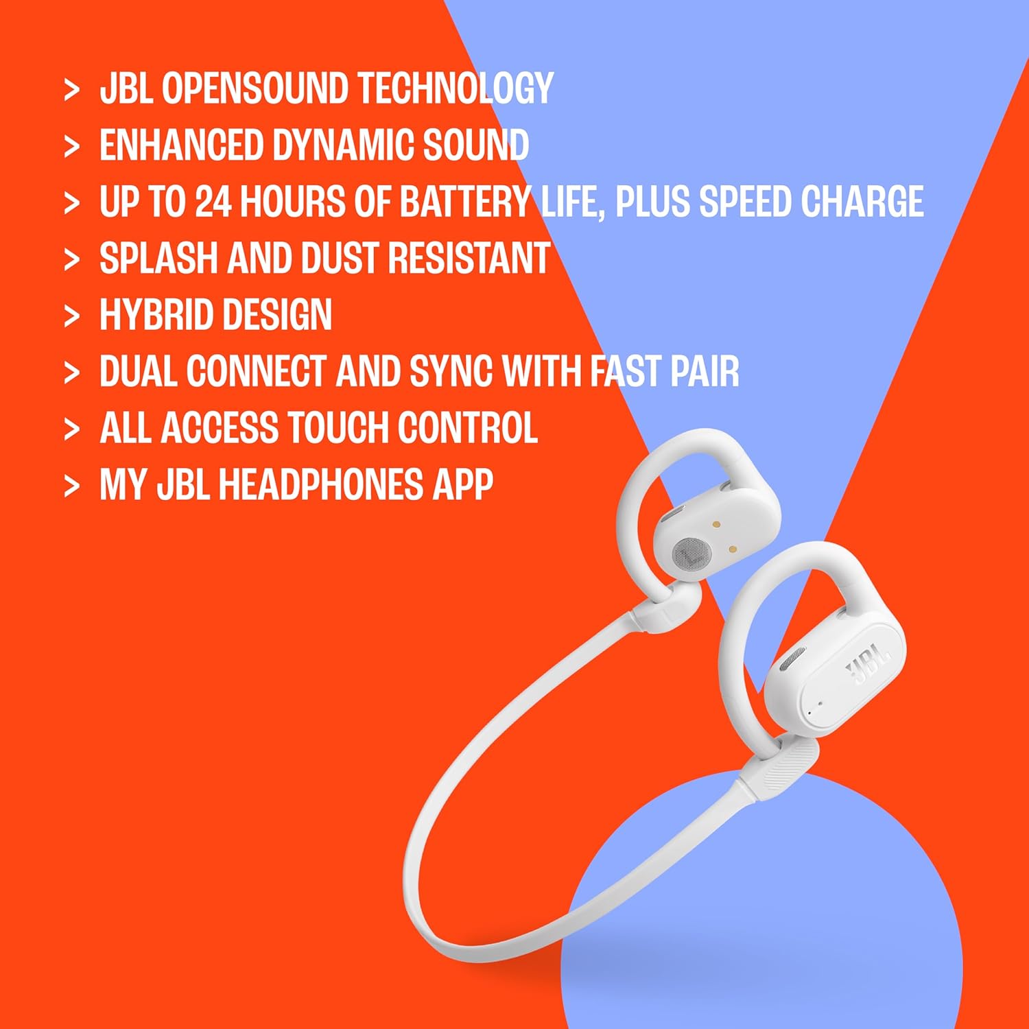 JBL SoundGear Sense - True Wireless Open-Ear Headphones, JBL OpenSound Technology, Splash and dust Resistant, 4 mics for Crisp, Clear Calls, Up to 24 Hours of Battery Life, Plus Speed Charge (Black)