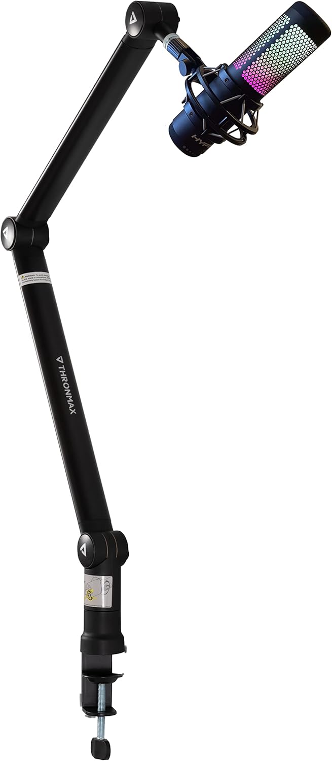 Thronmax S3+ Zoom Boom Arm- Mic Arm- Fully Adjustable Podmic for Gamers and Podcasts- Universally Compatible Mic Stand Desk Mount