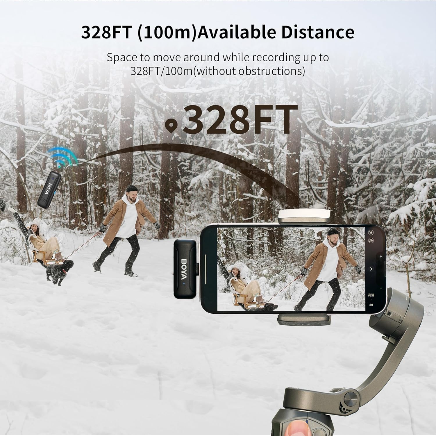 BOYA Wireless Lavalier Lapel Microphones for iPhone iPad, Noise Reduction, BY-WM3T-D2 Cordless 2 Pack Mini Condenser Mics for Vlog Podcast Live Stream Interview Youtube Facebook TikTok Video Recording