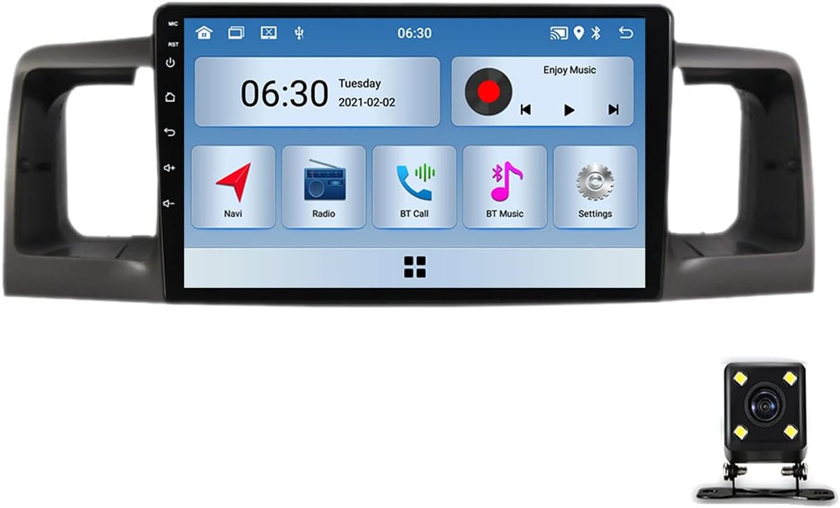 Double DIN Car Stereo with Bluetooth, 9 Inch Touchscreen Car Radio for Toyota Corolla E130 E120 2000~2004 with Backup Camera, Steering Wheel Controls, Mirror-Link, FM Car Audio Receiver