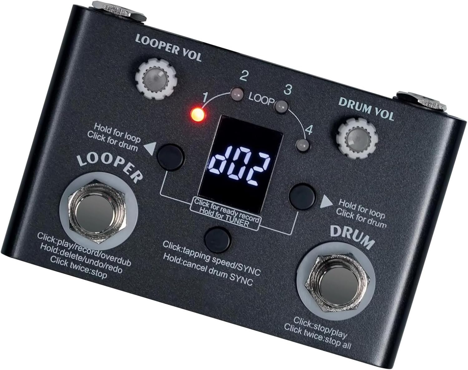 Professional Guitar Effects Pedals Built In Drum Machine And Loop Pedal 30 Kits 11 Minutes Of Recording Time Mguitar Effects(Black)