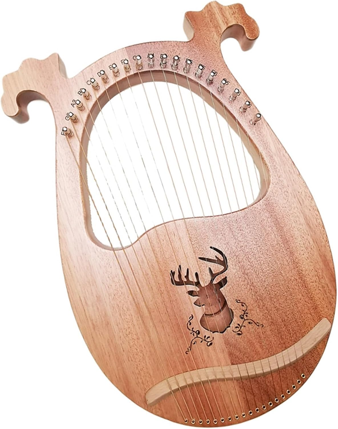 Lyre Harp Set 19-string Beginner Harp Easy To Learn Portable Small Musical Instrument Classic Wood Color With Pattern