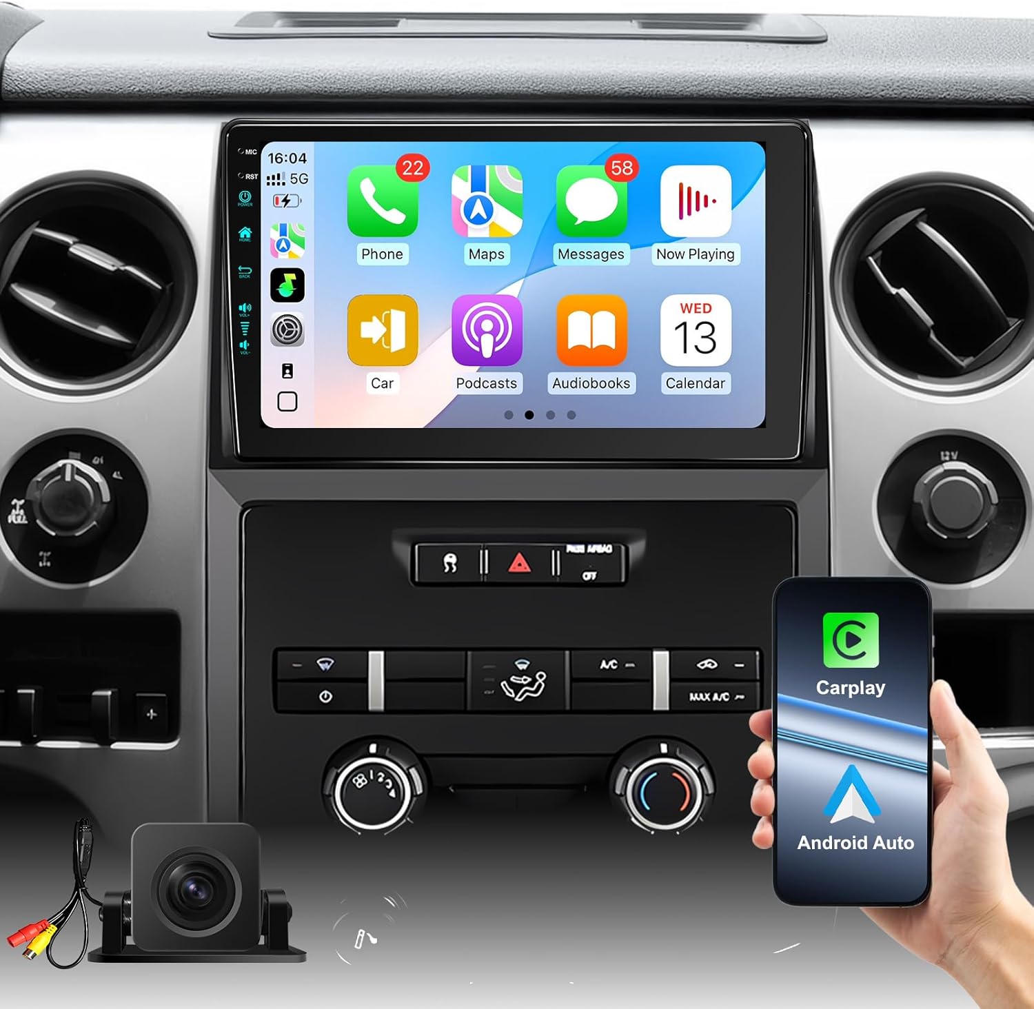 9 Inch Car Radio Stereo Upgrade Android 13 for F150 2009-2012 with CarPlay Android Auto 1080P Backup Camera/BT5.4 ((4Ram 64 ROM) 9inch)