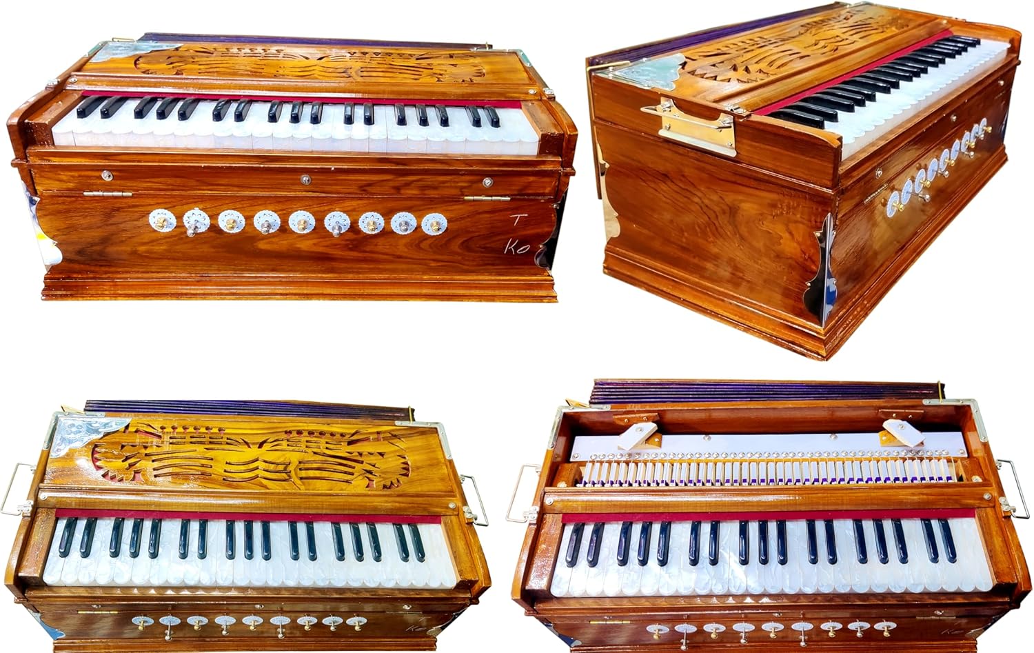 Harmonium, Maanvish Professional Harmonium Standard,Double Reeds, 3 1 4 Octaves, 9 Stops, 4 Extra Notes, Padded Bag