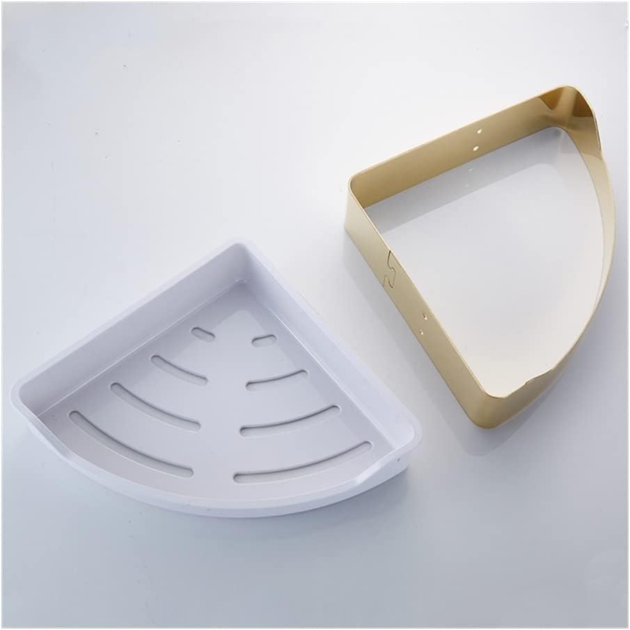 Gold Stainless Steel Corner Shower Caddy - Wall-Mount Triangle Storage Rack for Bathroom, Kitchen & Cosmetics - Brushed Nickel Finish, Durable ABS Plastic, Draining Design, Stylish Shelves(Gold Double