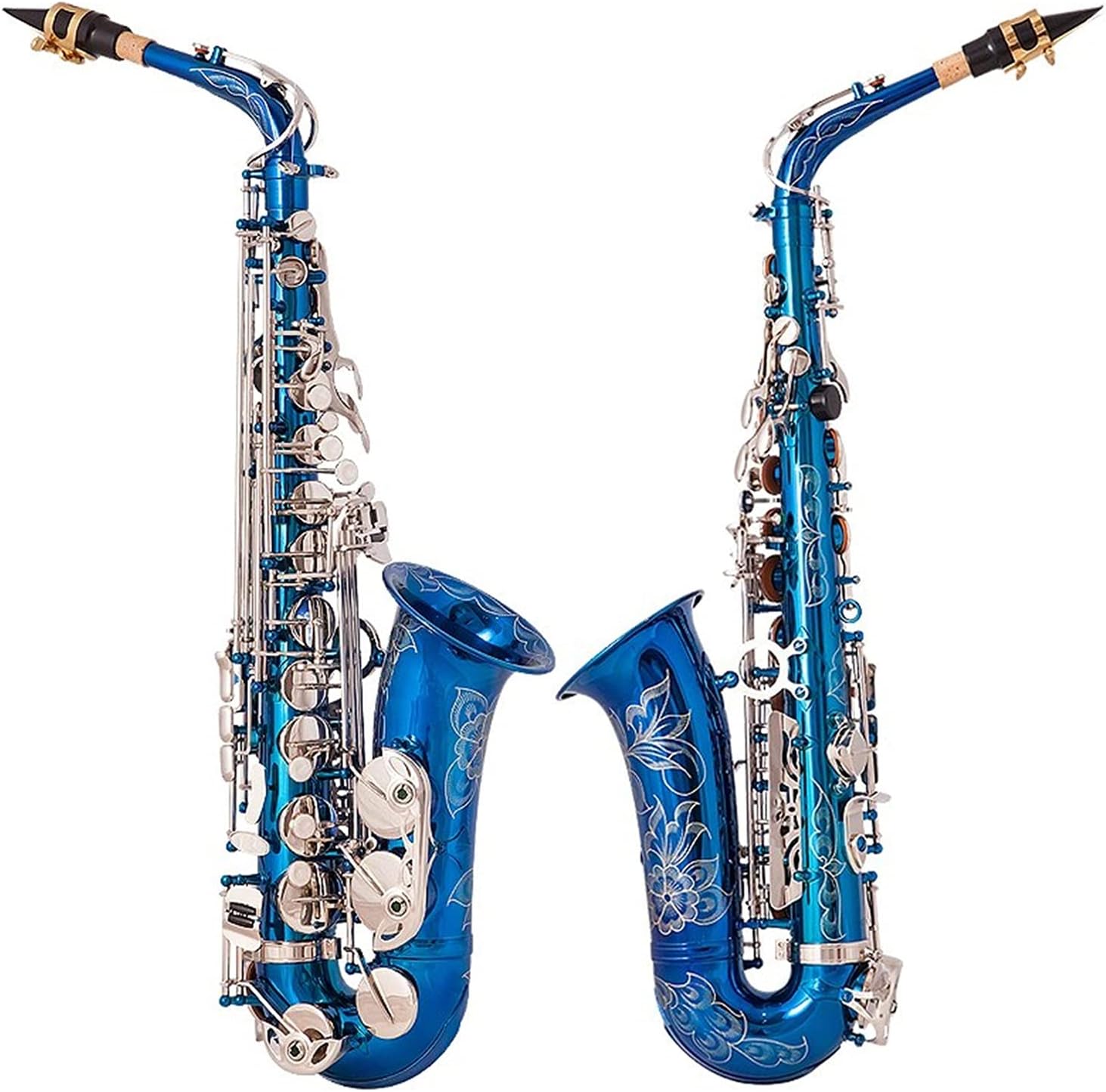 Sax Beginners Kit Blue Silver EB Alto Saxophone Brass Lacquered E Flat Sax 802 Key Type Woodwind Instrument Wind Instrument