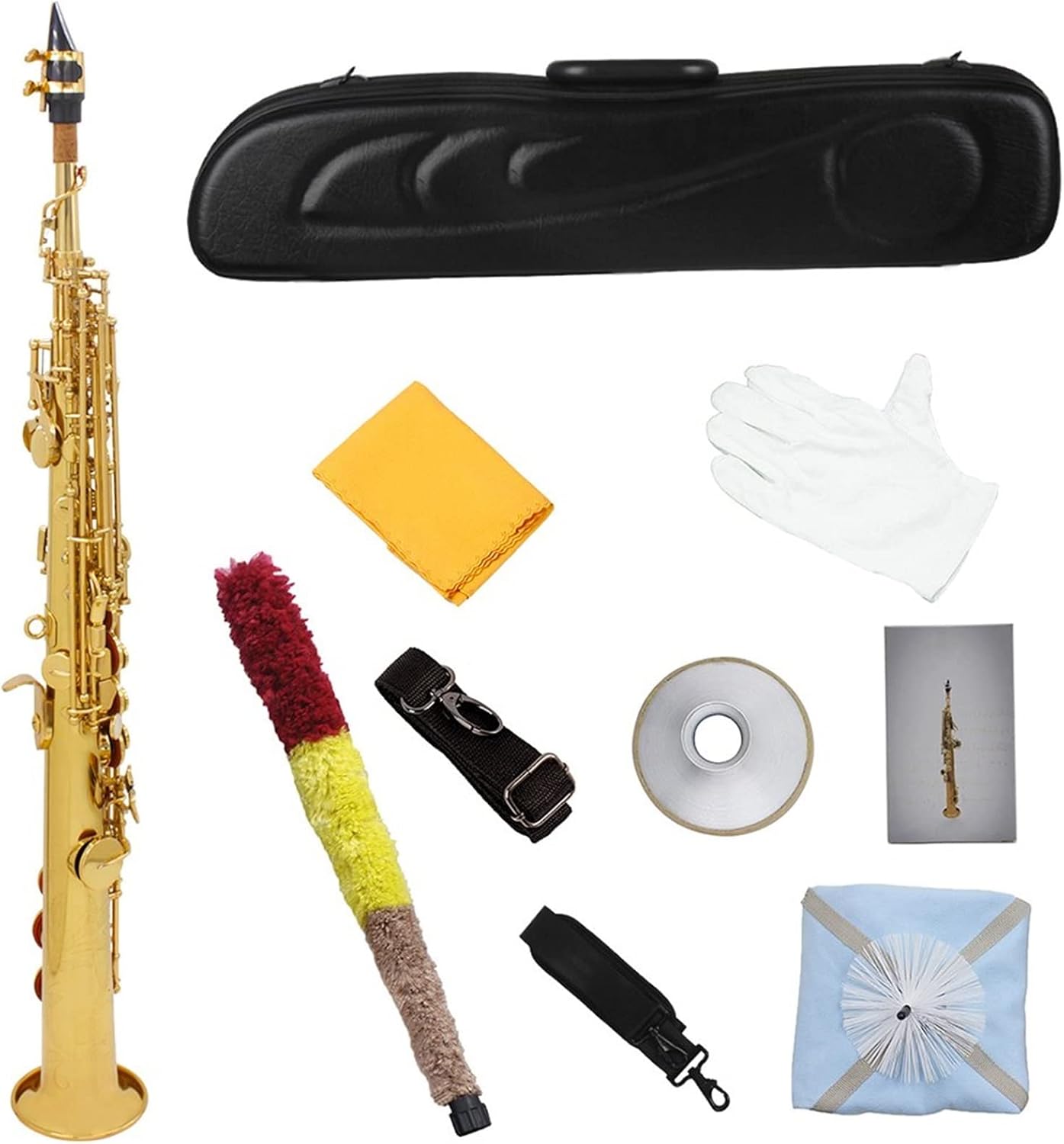 Sax Beginners Kit Straight Saxophone B Flat Nickel Plated Brass Sax Golden Silver Woodwind Musical Instrument with Carrying Case Wind Instrument (Color : Golden Sax)